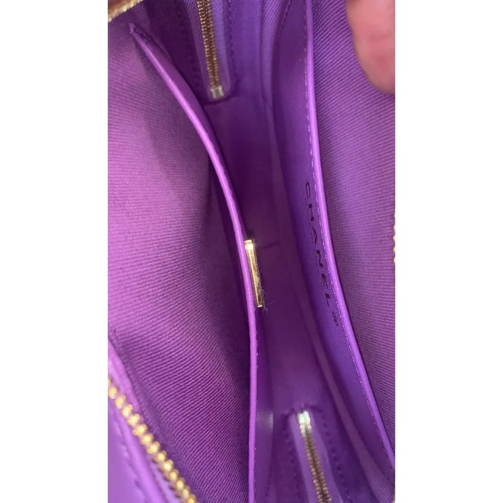 Chanel Purple Heart Bag large 22S CC Lambskin Leather Crossbody Authentic NEW - Picture 5 of 15